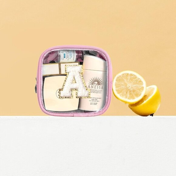 Initial Mini Makeup Bag | Make Up Bag Travel Toiletry Bag | Clear Makeup Bag | P - Picture 4 of 7